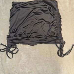 Grey Ruched Skirt with Ties